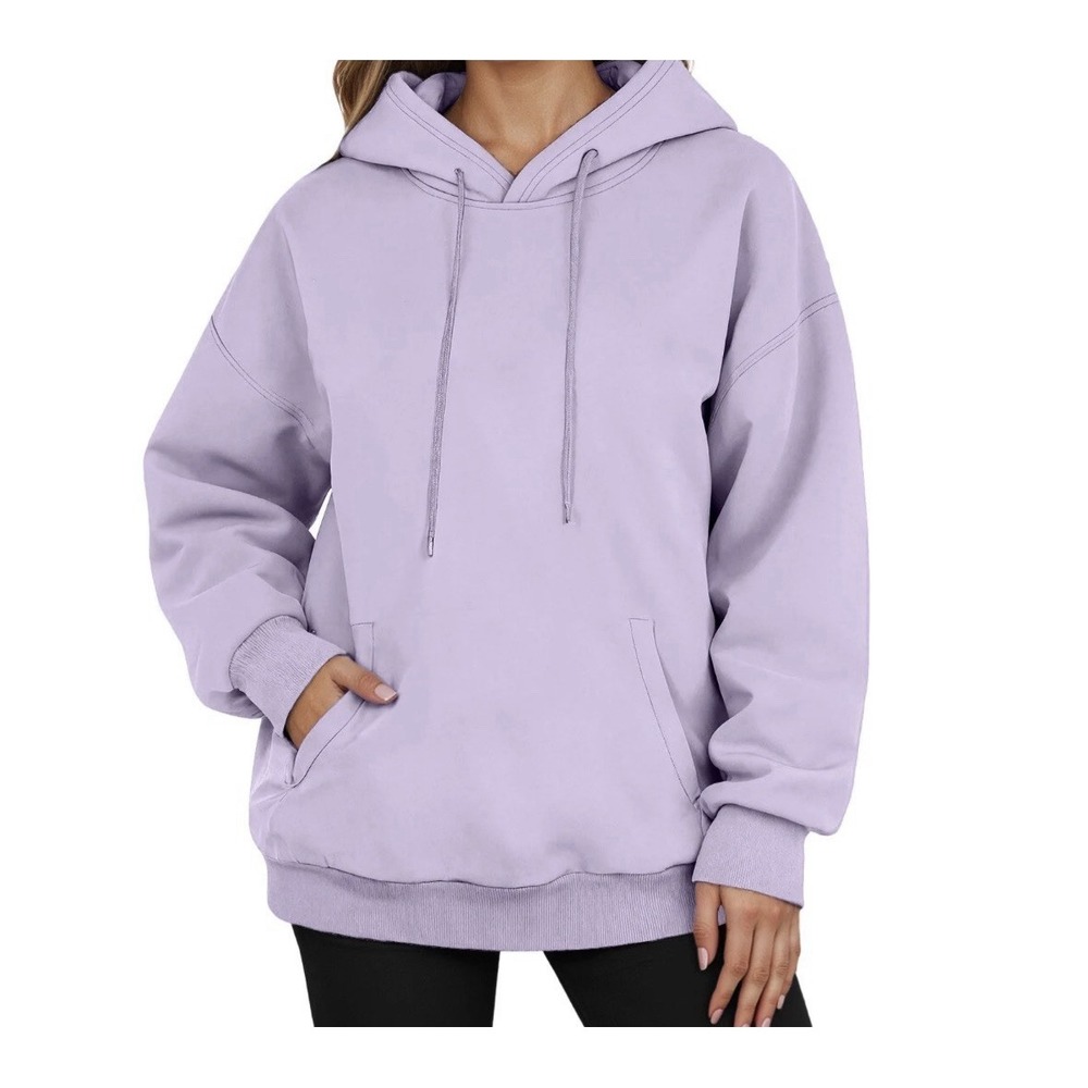 Marc New York Women's Purple Ribbed Pullover Hoodie Sweatshirt Size L